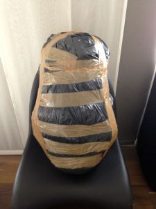 My Camino backpack - wrapped up for next time...