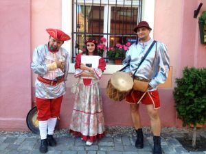 Sighisoara locals - they would randomly bang on the drum and recite poetry